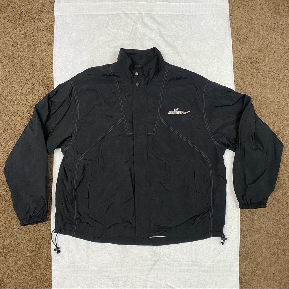 Vintage Nike Track Jacket Winbreaker Mens Zip Up Black Size XXL